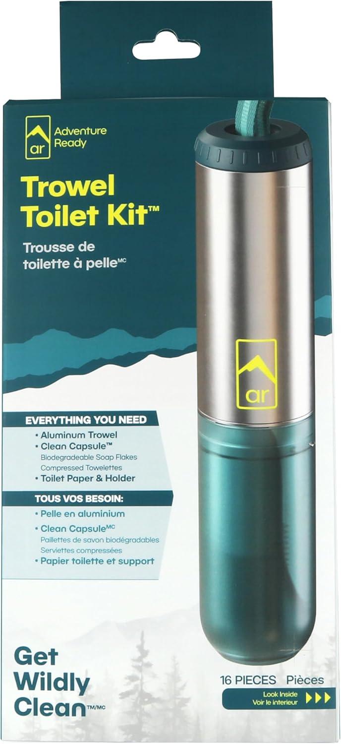 image:imageAR Adventure Ready Backpacking Trowel Toilet Kit Includes Aluminum Camping Shovel Toilet Paper Packout Bags Soap Flakes amp Compressed Towelettes