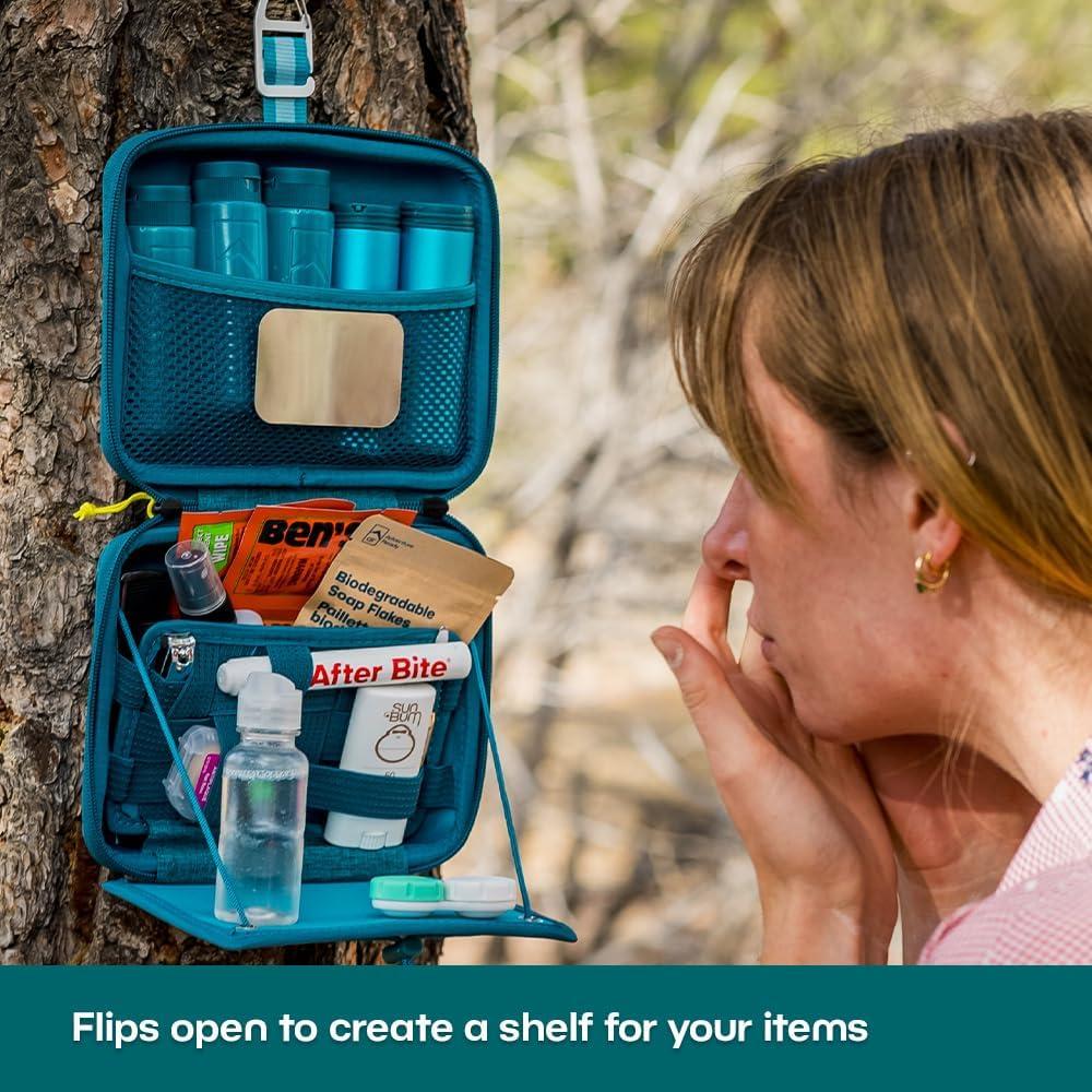 image:imageAdventure Ready Adventure Hanging Toiletry Kit Camping Toiletry Bag with Soap Flakes Compressed Towelettes Toothbrush Mirror amp More