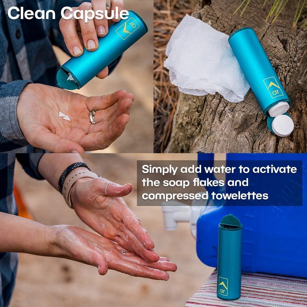 image:imageAdventure Ready Adventure Hanging Toiletry Kit Camping Toiletry Bag with Soap Flakes Compressed Towelettes Toothbrush Mirror amp More