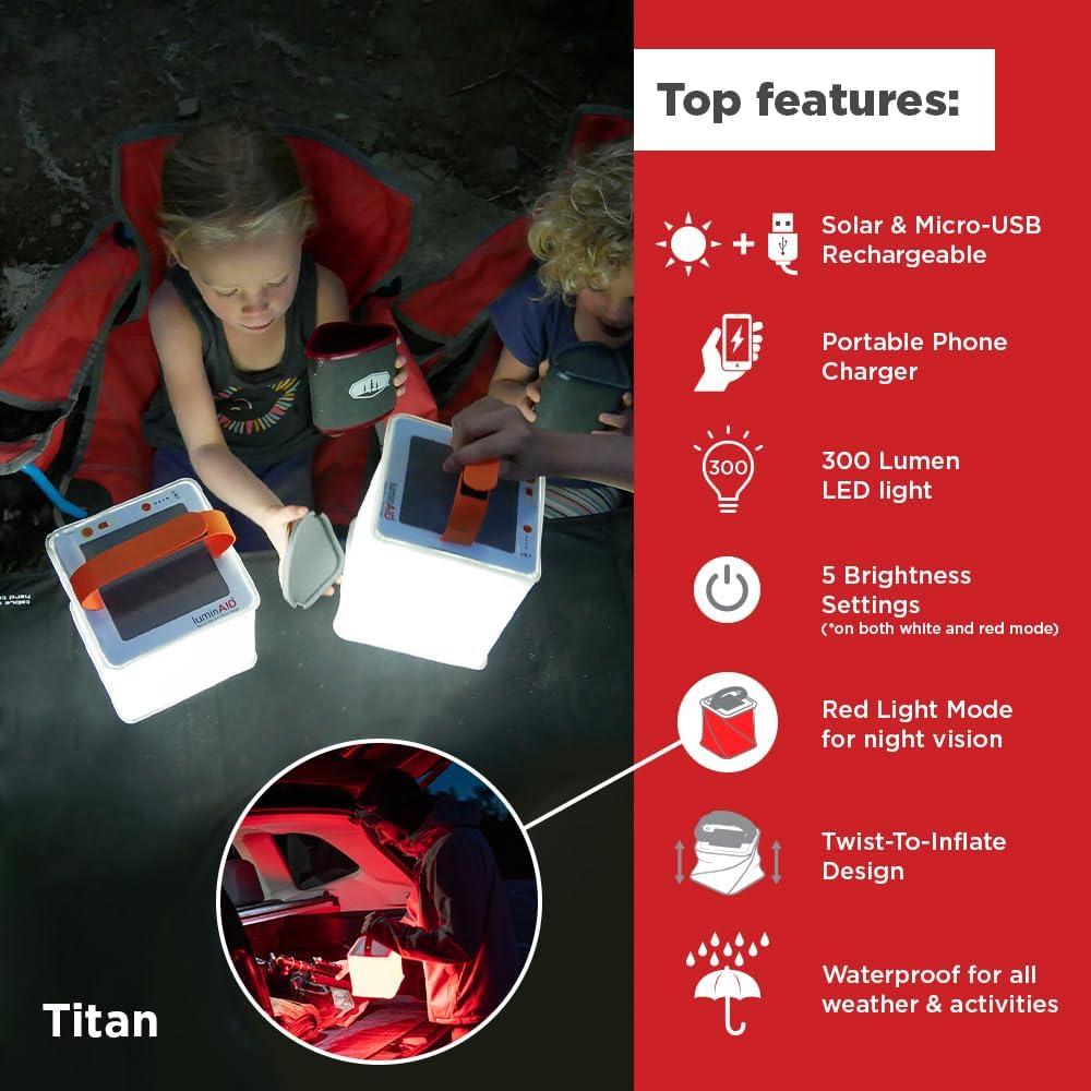 image:imageLuminAID 2in1 Solar Camping Lantern and Phone Charger Inflatable LED Lamp for Camping Hiking and Travel Emergency Light for Power Outages Hurricane Survival Kits As Seen on Shark Tank