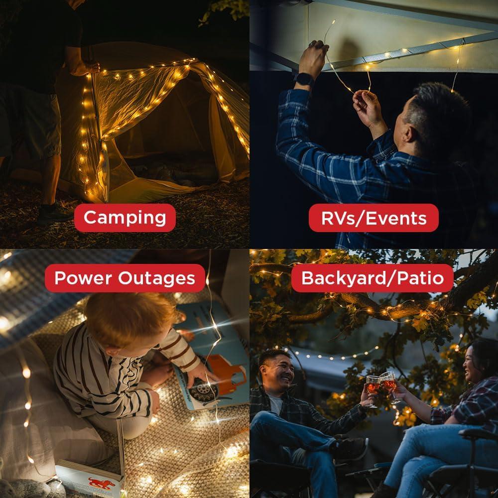 image:imageLuminAID Solar String Light with Phone Charger Rechargeable Tent Lights for Camping 32 ft String Lights Perfect for Camping Backyard Patio RVs Outdoor Power Outages 1 PackWarm White