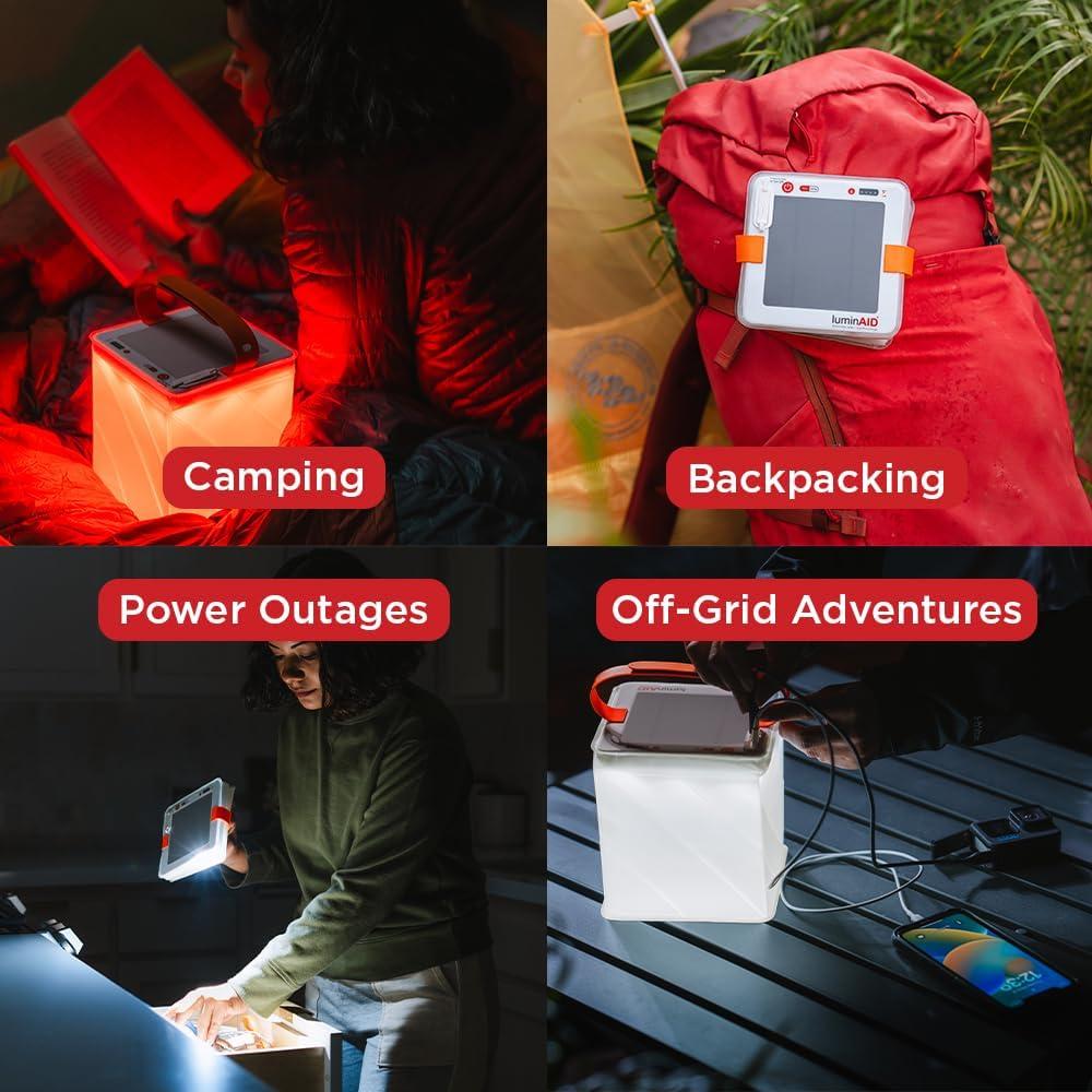 image:imageLuminAID Survivor Solar Lantern with Dual Phone Charger Inflatable LED Lamp for Camping Hiking and Travel Emergency Light for Power Outages Hurricane Survival Kits