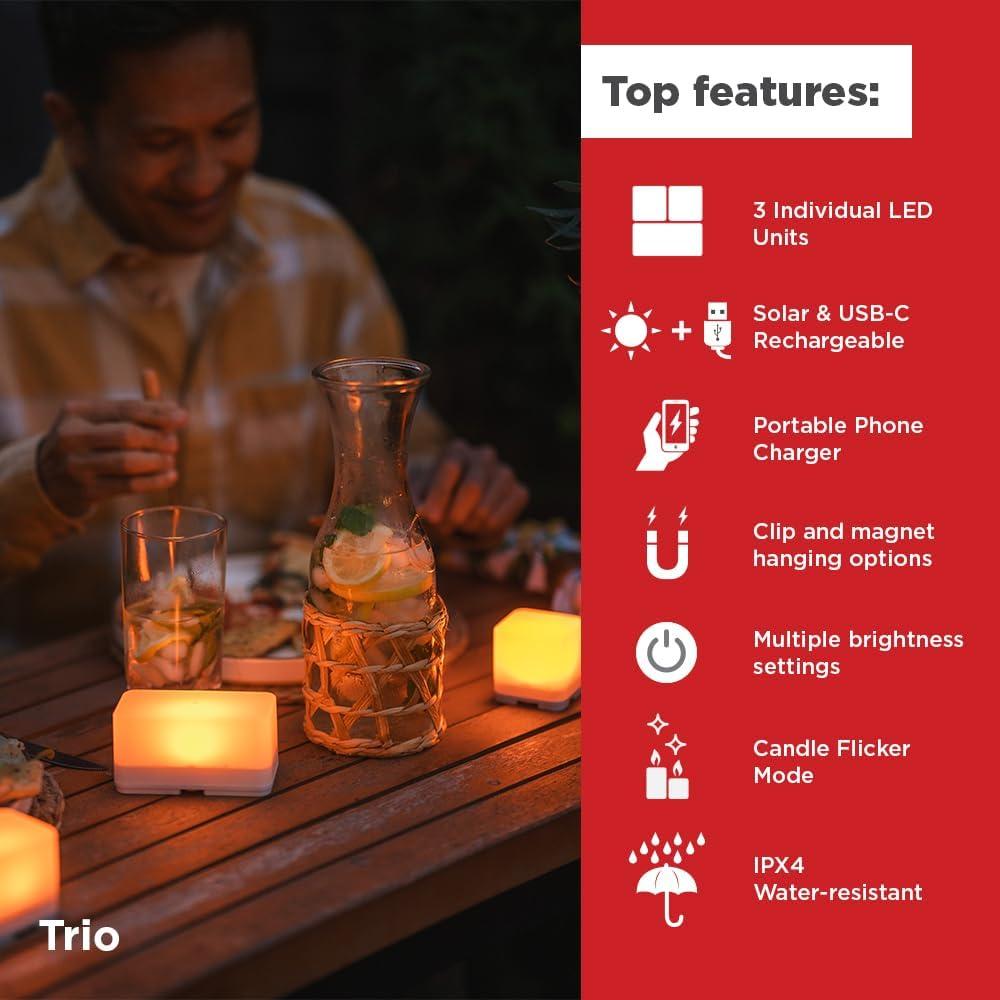 image:imageLuminAID Trio Solar Cube Lanterns with Phone Charger LED Lamp for Camping Hiking and Travel Emergency Light for Power Outages Hurricane Survival Kits