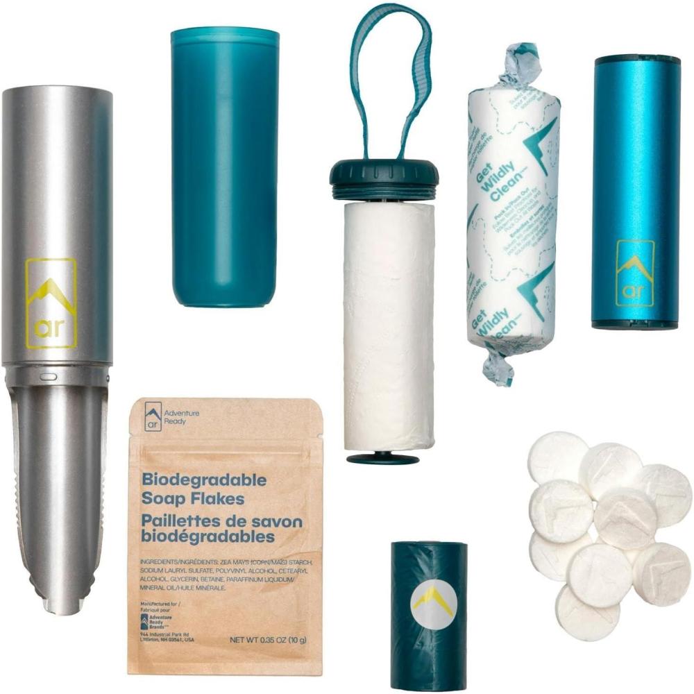 image:imageAR Adventure Ready Backpacking Trowel Toilet Kit Includes Aluminum Camping Shovel Toilet Paper Packout Bags Soap Flakes amp Compressed Towelettes