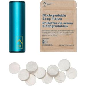 image:imageAdventure Ready Clean Capsule for Camping amp Backpacking  Includes Soap Flakes and Compressed Towelettes  Just Add Water for Clean Hands and Spotless Dishes