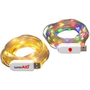 image:imageLuminAID LED String Lights  2Pack of 32ft USB Lights with 100 LED Bulbs per Strand  Warm White and Multicolor with 8 Modes  Perfect for Camping Backyard Patio Power Outages Indoor amp Outdoor